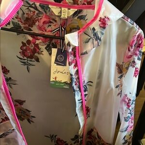 Joules Big Kids Floral Ski Jacket - Pink and Clear